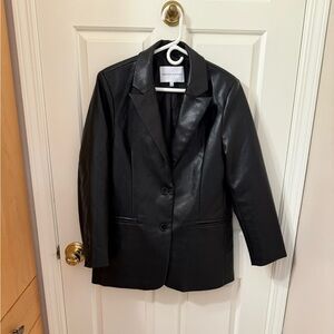 Rebecca Minkoff Vegan Leather Black Blazer Size Medium Acrosse Medium